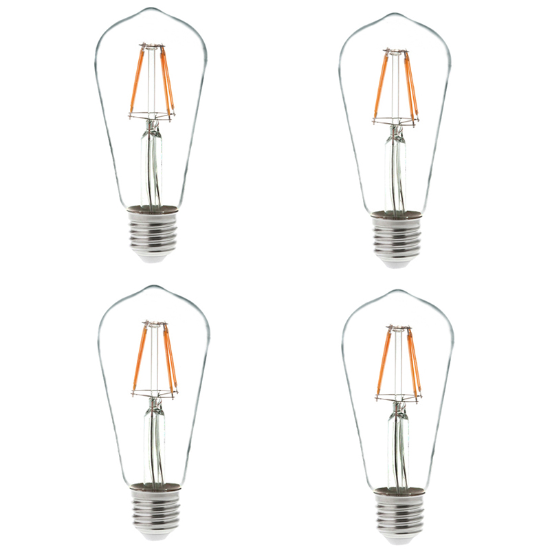 ST18 E26/E27 4W LED Vintage Antique Filament Light Bulb, 40W Equivalent, 4-Pack, AC100-130V or 220-240V